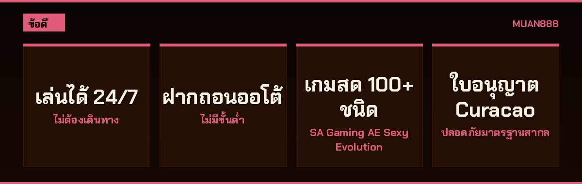 เปรียบเทียบข้อดีคาสิโนออนไลน์ MUAN888 เว็บตรง