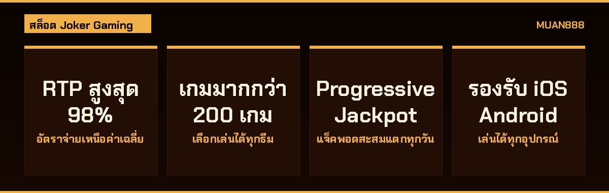 สล็อต Joker Gaming จุดเด่น RTP สูง เกมหลากหลาย แจ็คพอตแตกบ่อย