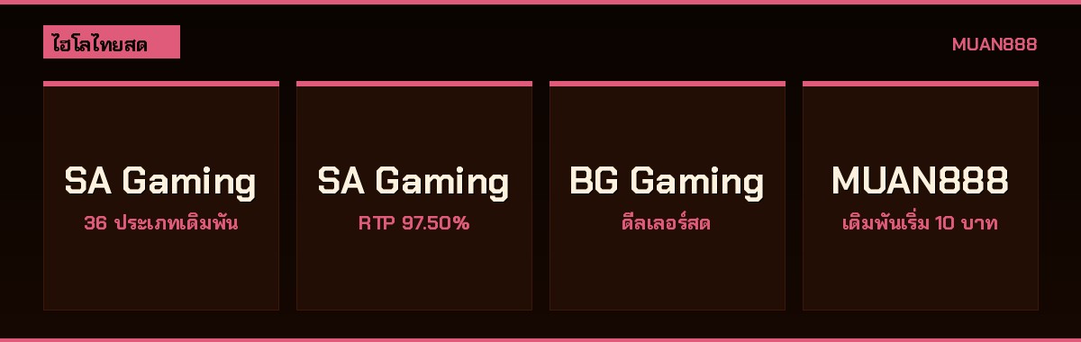 ไฮโลไทยสด SA Gaming BG Gaming ประเภทเดิมพัน RTP เดิมพันขั้นต่ำ